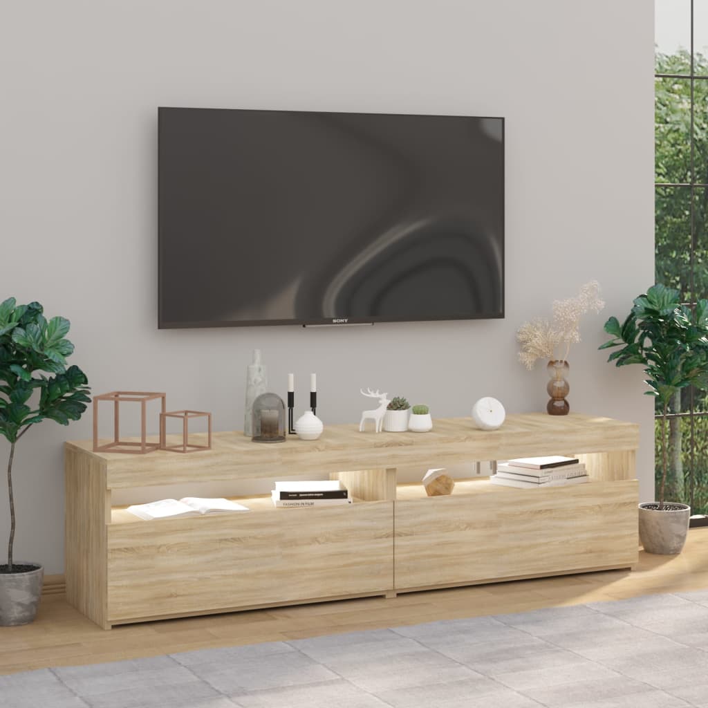 TV-tasot 2 kpl LED-valoilla Sonoma-tammi 75x35x40 cm - Sisustajankoti.fi
