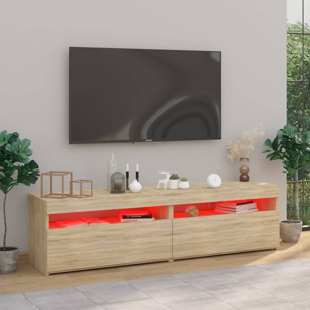 TV-tasot 2 kpl LED-valoilla Sonoma-tammi 75x35x40 cm - Sisustajankoti.fi