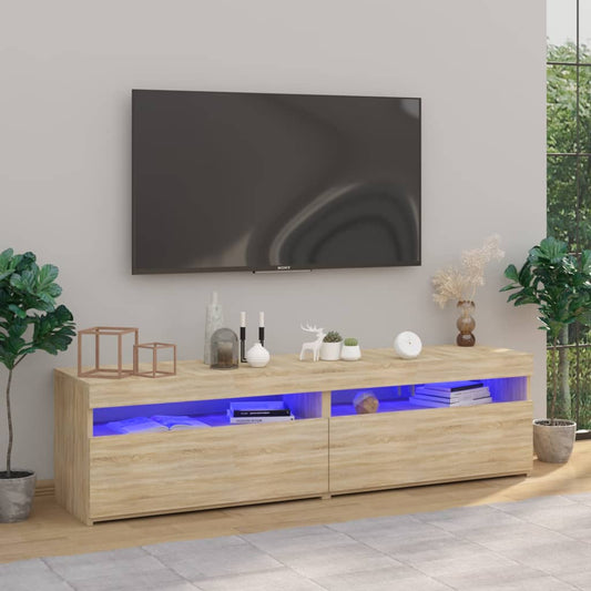 TV-tasot 2 kpl LED-valoilla Sonoma-tammi 75x35x40 cm - Sisustajankoti.fi