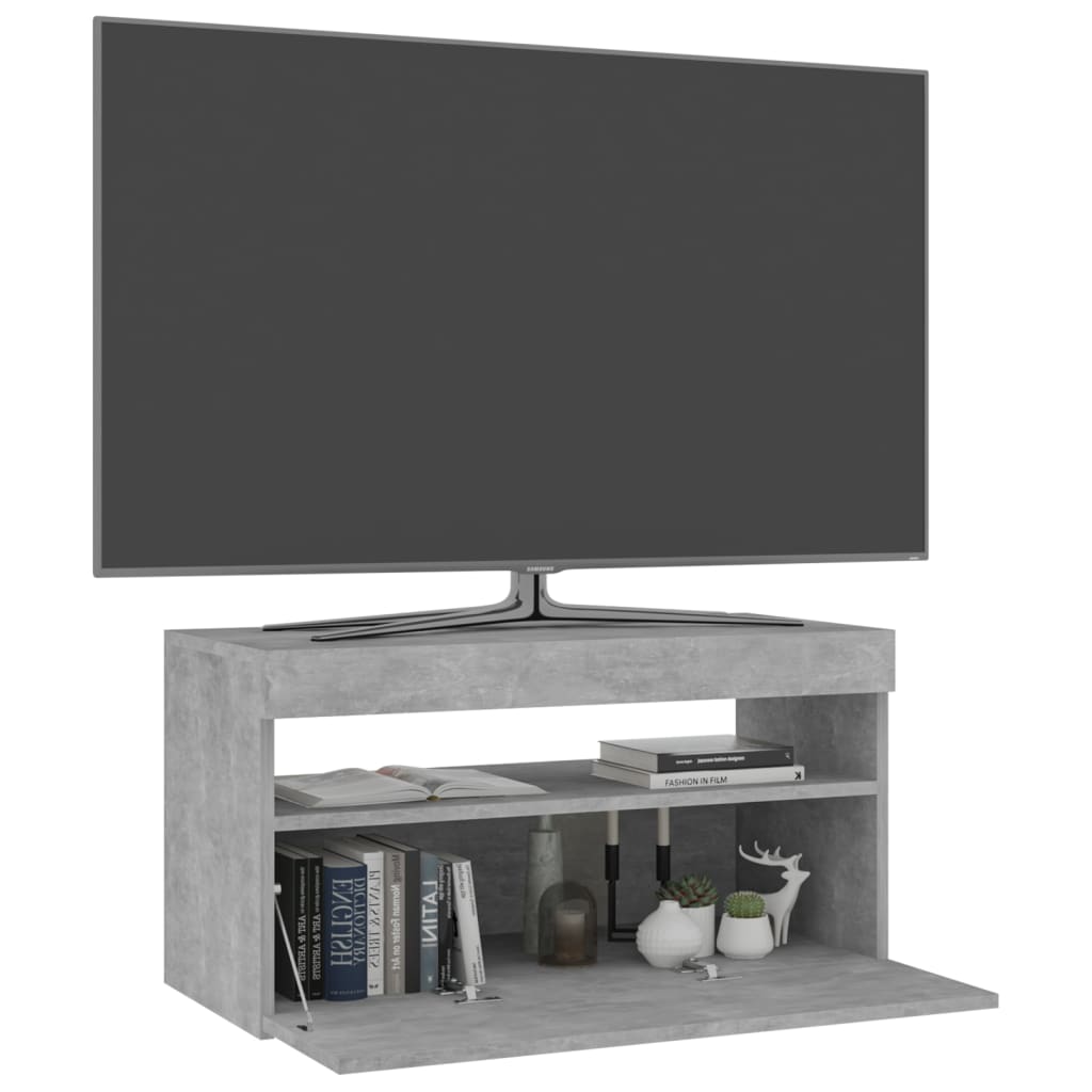 TV-taso LED-valoilla betoninharmaa 75x35x40 cm - Sisustajankoti.fi