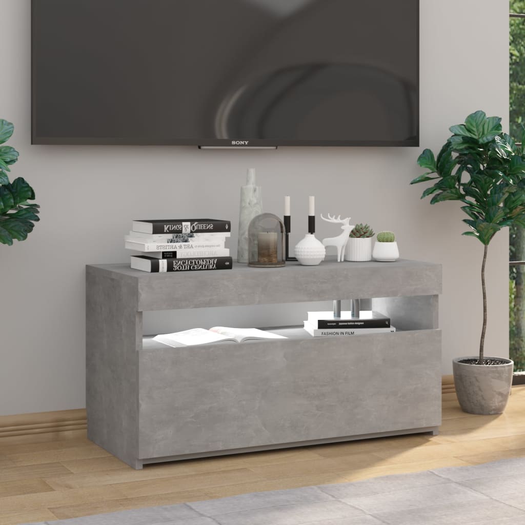 TV-taso LED-valoilla betoninharmaa 75x35x40 cm - Sisustajankoti.fi