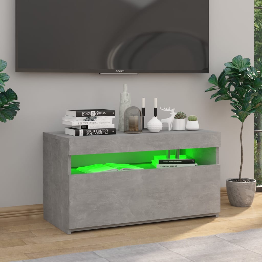 TV-taso LED-valoilla betoninharmaa 75x35x40 cm - Sisustajankoti.fi
