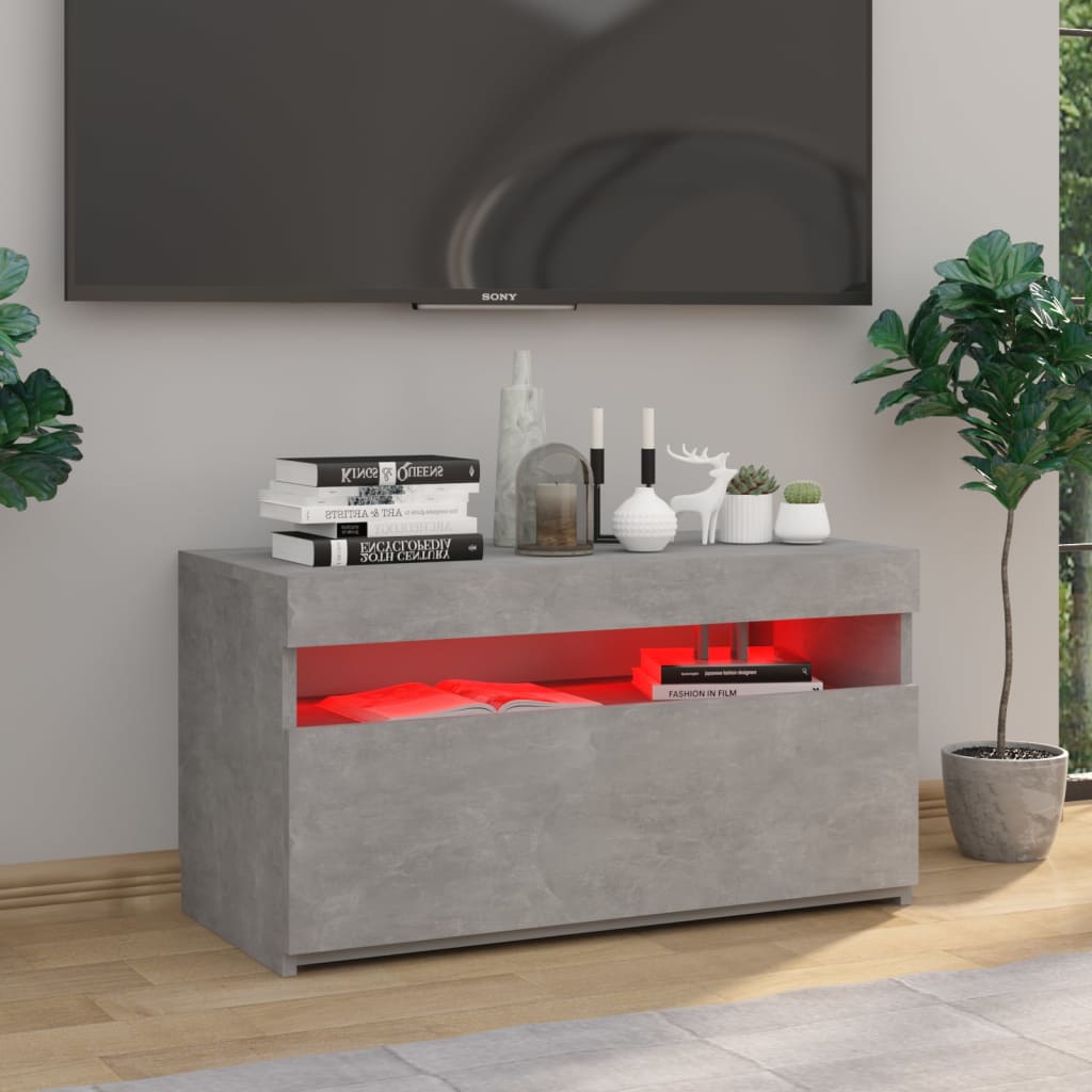 TV-taso LED-valoilla betoninharmaa 75x35x40 cm - Sisustajankoti.fi