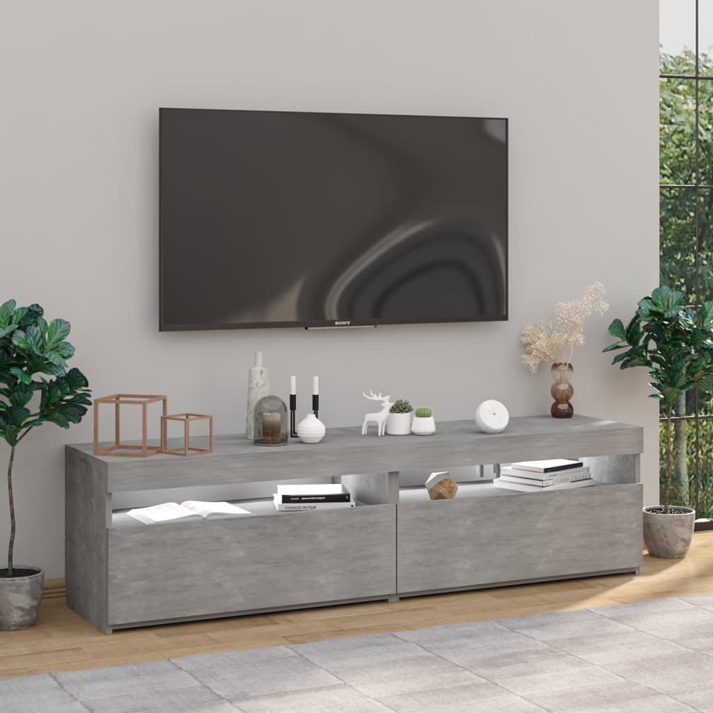 TV-tasot 2 kpl LED-valoilla betoninharmaa 75x35x40 cm - Sisustajankoti.fi
