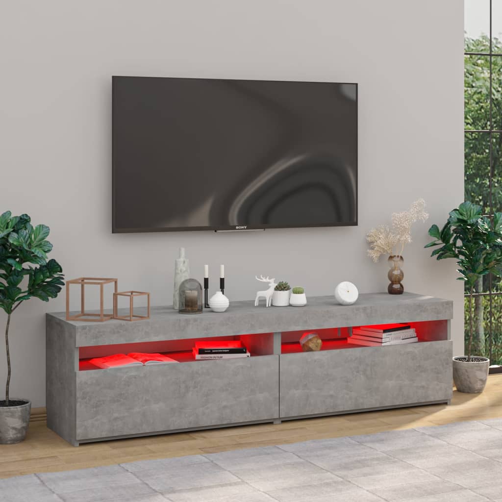 TV-tasot 2 kpl LED-valoilla betoninharmaa 75x35x40 cm - Sisustajankoti.fi