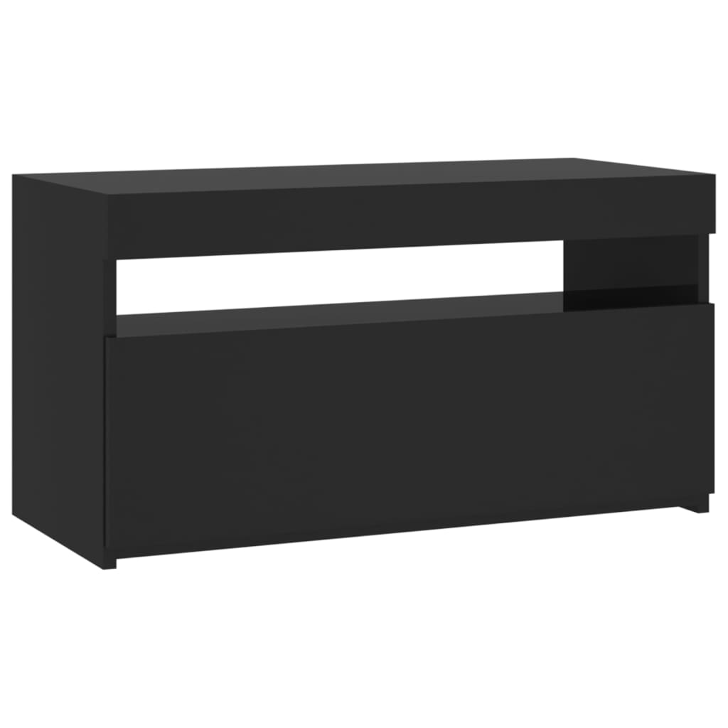 TV-taso LED-valoilla korkeakiilto musta 75x35x40 cm - Sisustajankoti.fi