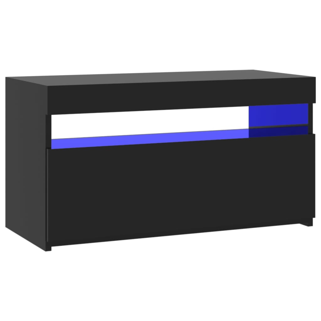 TV-taso LED-valoilla korkeakiilto musta 75x35x40 cm - Sisustajankoti.fi