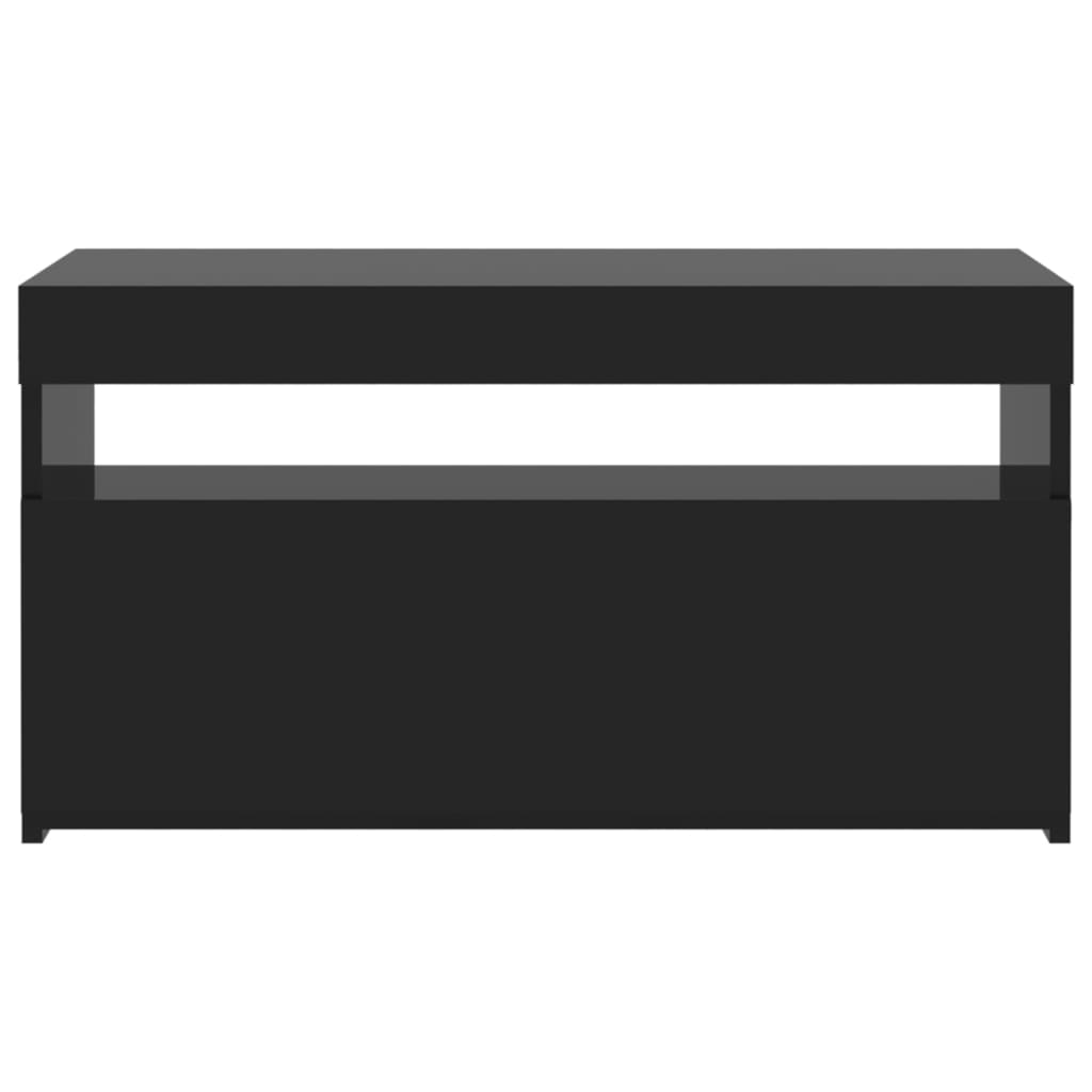 TV-taso LED-valoilla korkeakiilto musta 75x35x40 cm - Sisustajankoti.fi