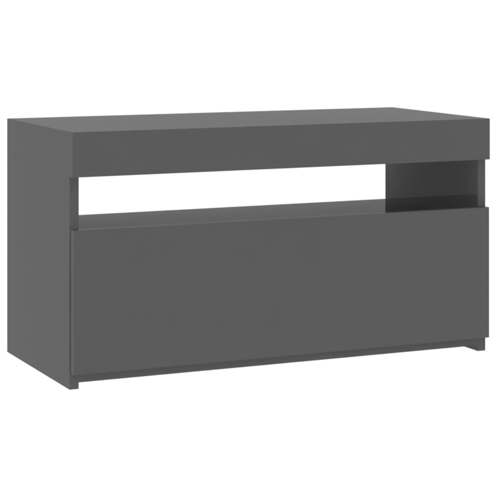 TV-taso LED-valoilla korkeakiilto harmaa 75x35x40 cm - Sisustajankoti.fi
