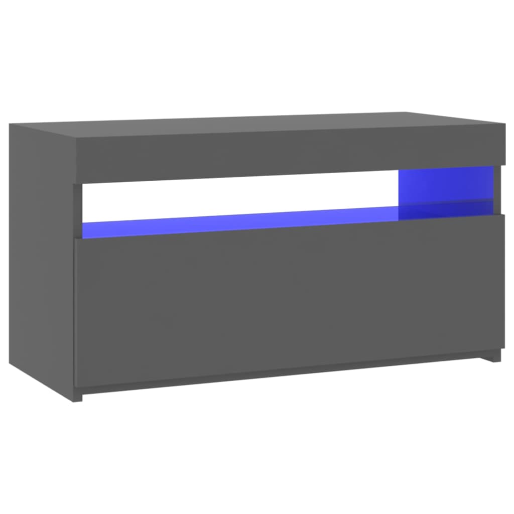 TV-taso LED-valoilla korkeakiilto harmaa 75x35x40 cm - Sisustajankoti.fi
