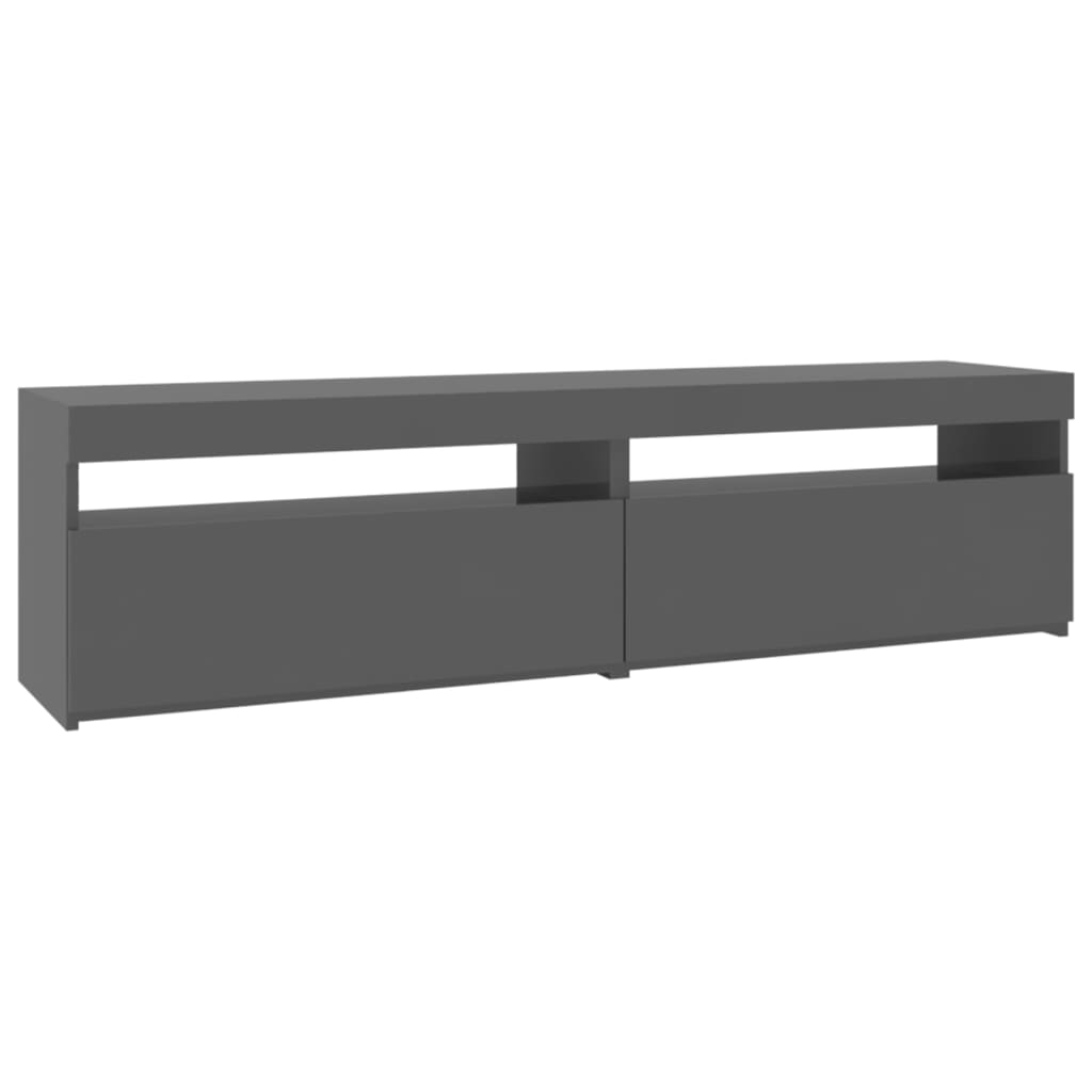 TV-tasot 2 kpl LED-valoilla korkeakiilto harmaa 75x35x40 cm - Sisustajankoti.fi