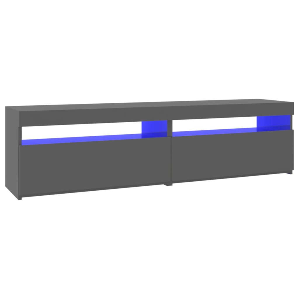 TV-tasot 2 kpl LED-valoilla korkeakiilto harmaa 75x35x40 cm - Sisustajankoti.fi