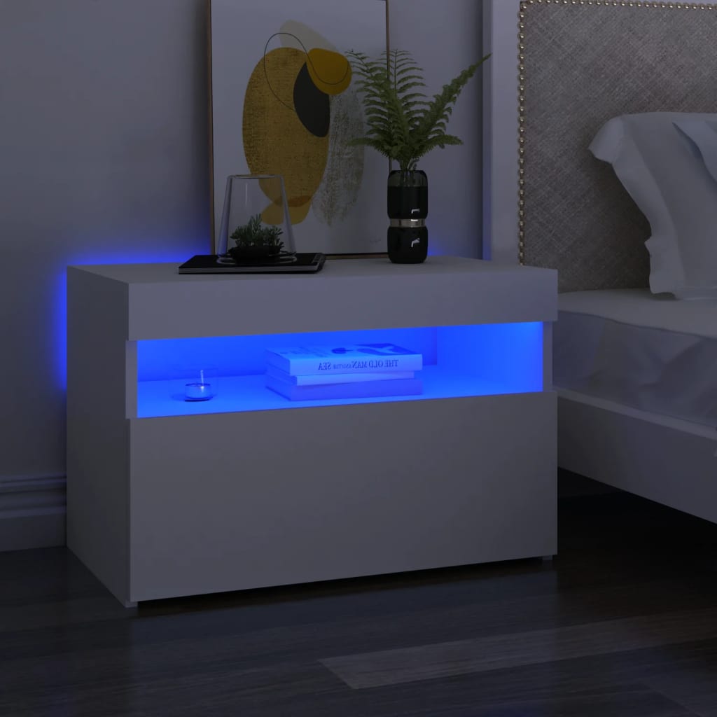 TV-tasot LED-valoilla 2 kpl valkoinen 60x35x40 cm - Sisustajankoti.fi