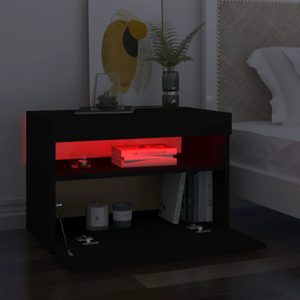 TV-taso LED-valoilla musta 60x35x40 cm - Sisustajankoti.fi