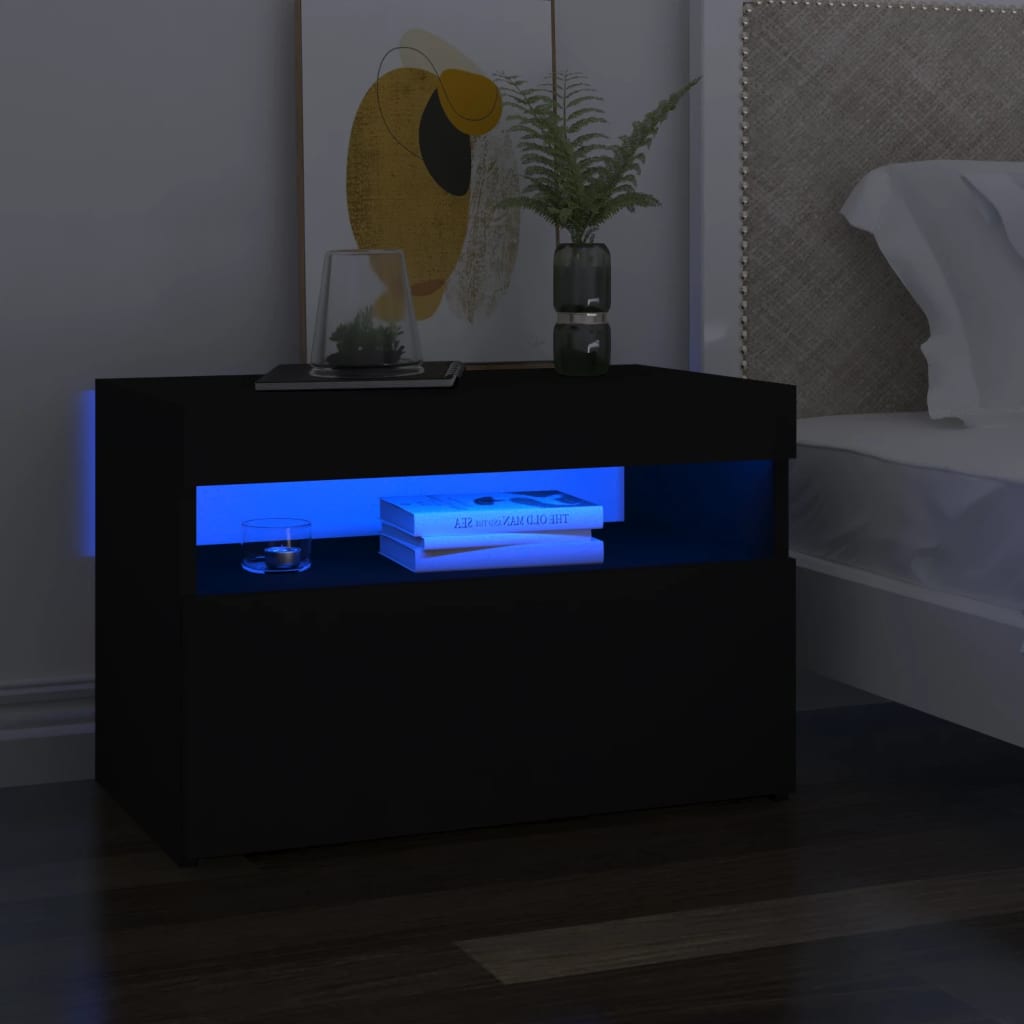 TV-taso LED-valoilla musta 60x35x40 cm - Sisustajankoti.fi