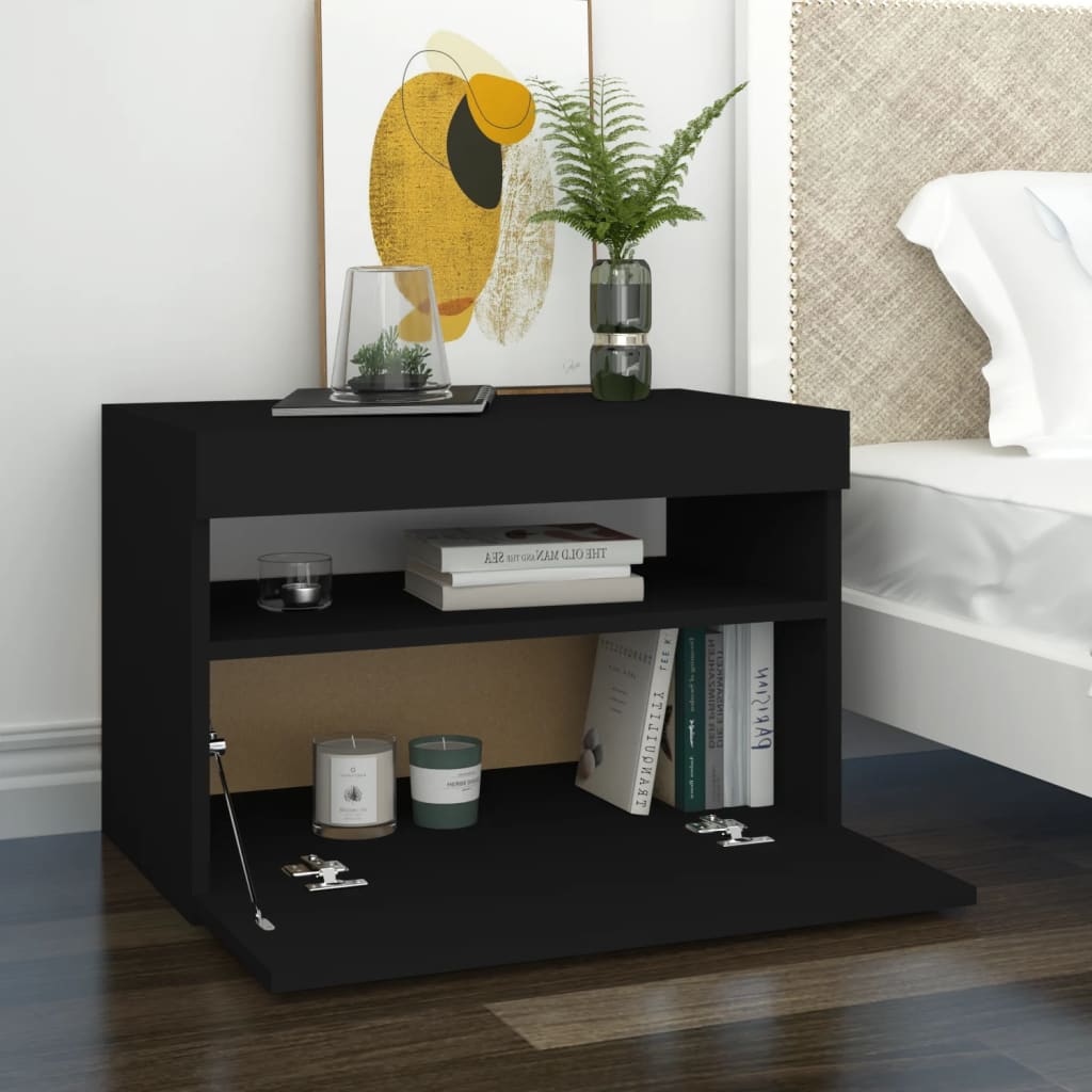 TV-taso LED-valoilla musta 60x35x40 cm - Sisustajankoti.fi