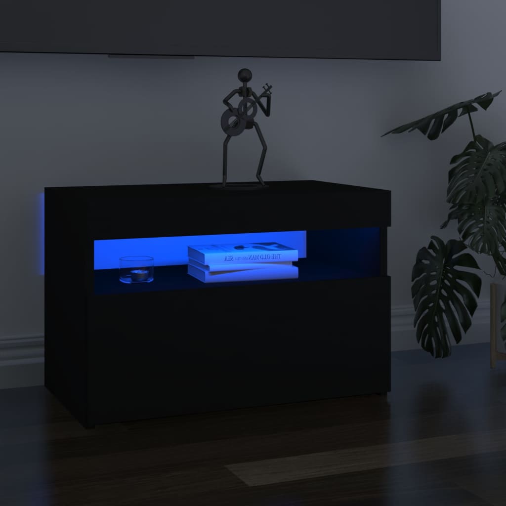 TV-taso LED-valoilla musta 60x35x40 cm - Sisustajankoti.fi