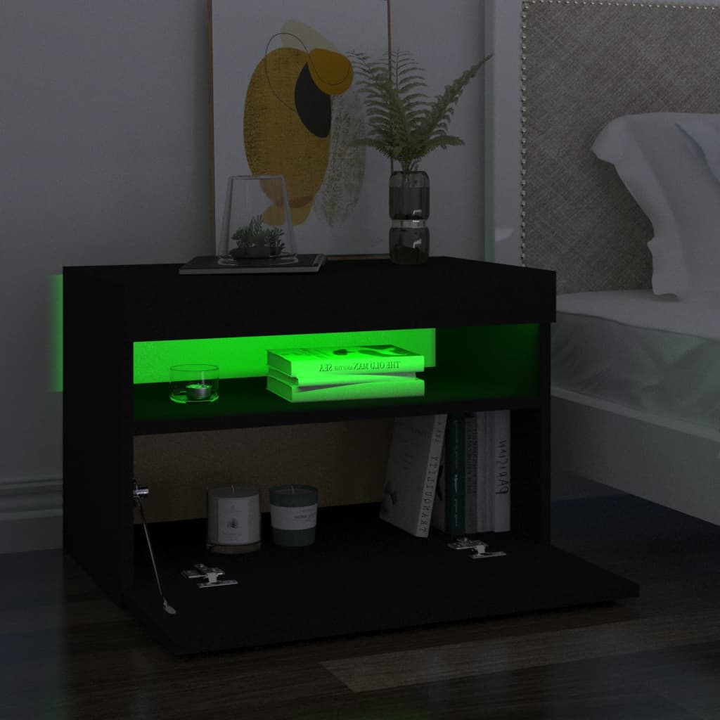 TV-tasot LED-valoilla 2 kpl musta 60x35x40 cm - Sisustajankoti.fi