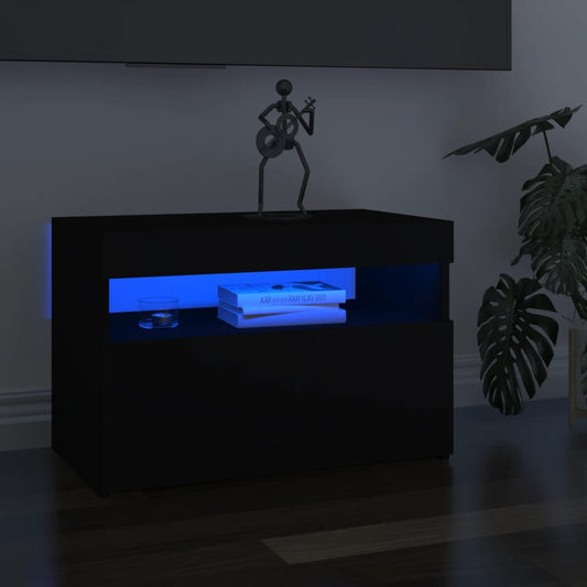 TV-tasot LED-valoilla 2 kpl musta 60x35x40 cm - Sisustajankoti.fi