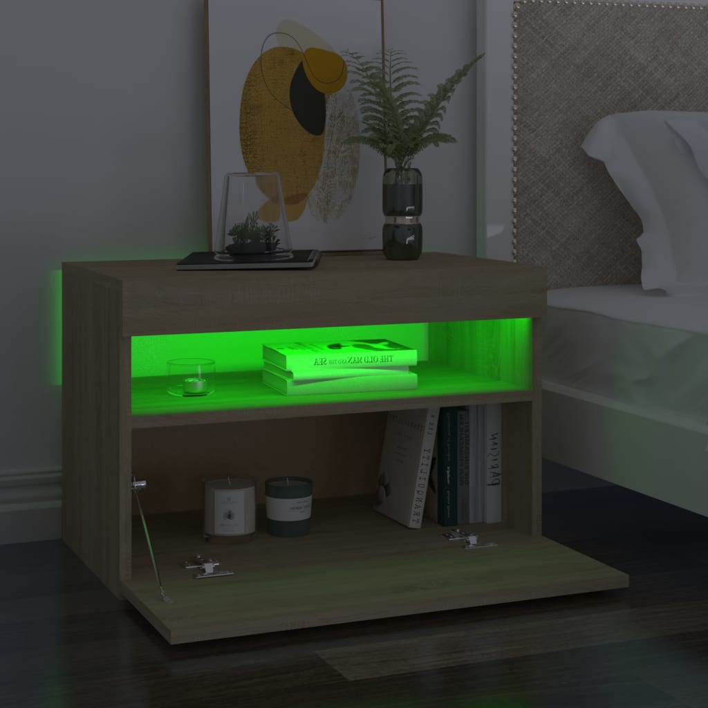TV-taso LED-valoilla Sonoma-tammi 60x35x40 cm - Sisustajankoti.fi