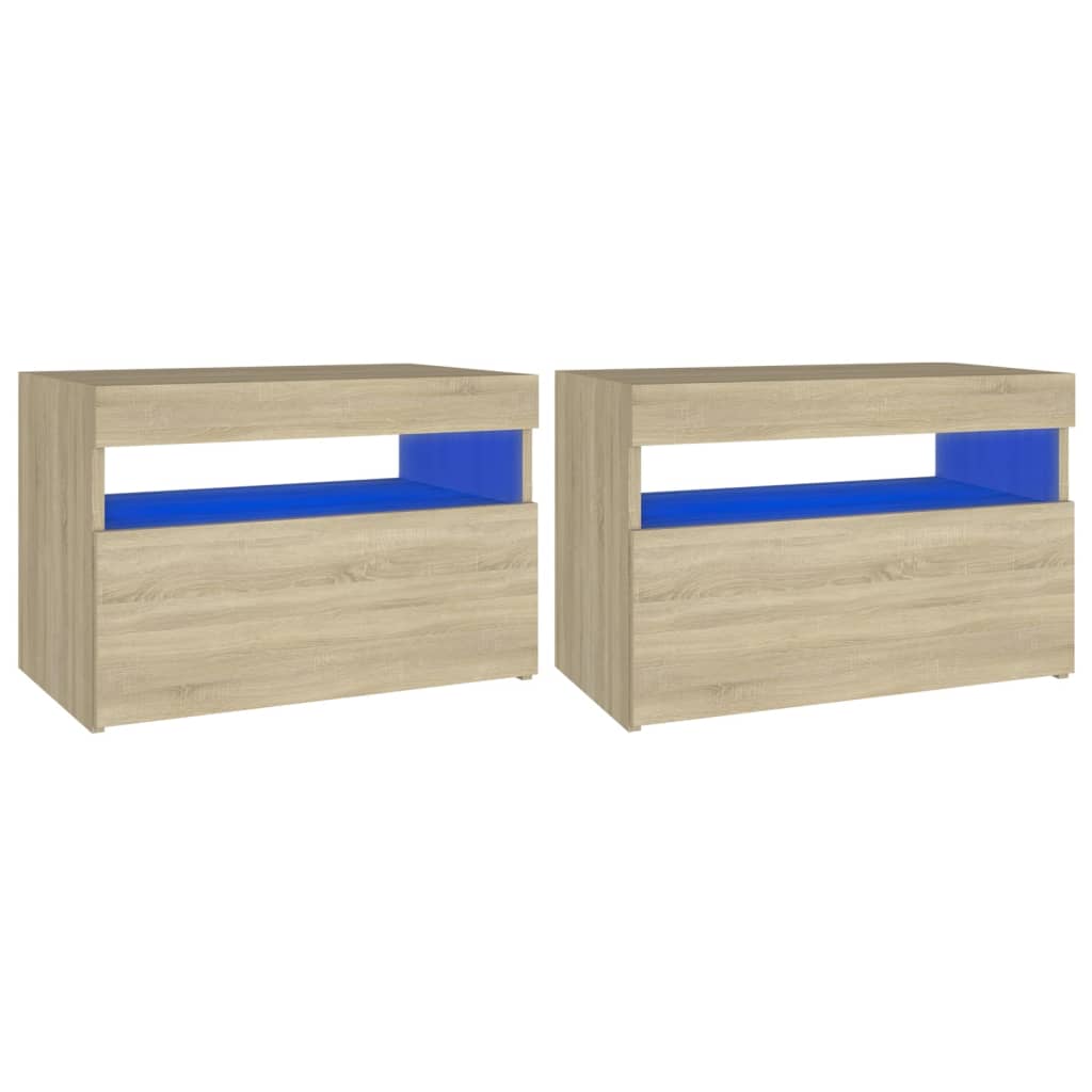 TV-tasot LED-valoilla 2 kpl Sonoma-tammi 60x35x40 cm - Sisustajankoti.fi
