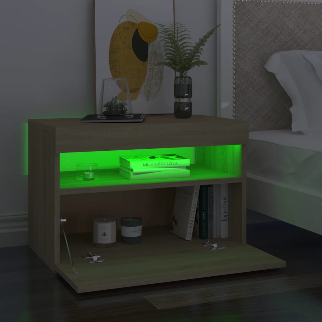TV-tasot LED-valoilla 2 kpl Sonoma-tammi 60x35x40 cm - Sisustajankoti.fi