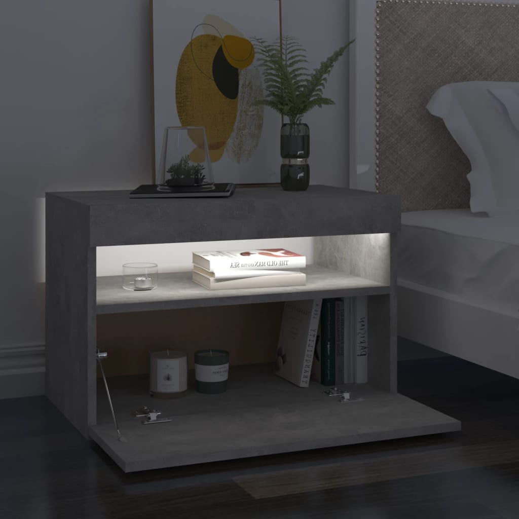 TV-taso LED-valoilla betoninharmaa 60x35x40 cm - Sisustajankoti.fi