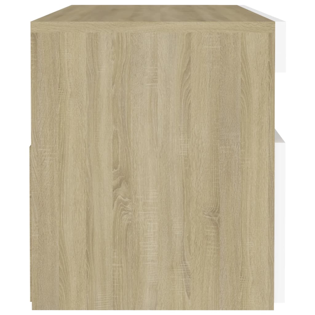 TV-taso LED-valoilla valkoinen ja Sonoma-tammi 60x35x40 cm - Sisustajankoti.fi