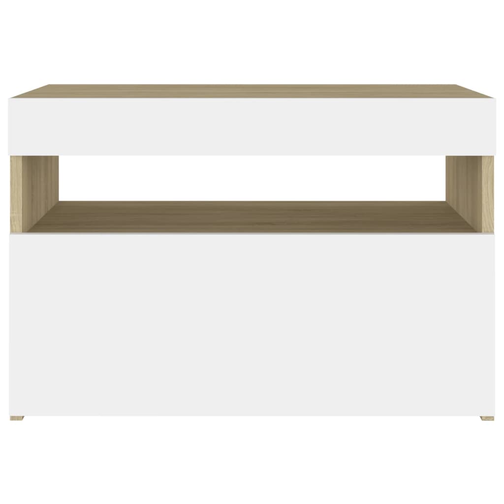 TV-tasot LED-valoilla 2 kpl valk. ja Sonoma-tammi 60x35x40 cm - Sisustajankoti.fi