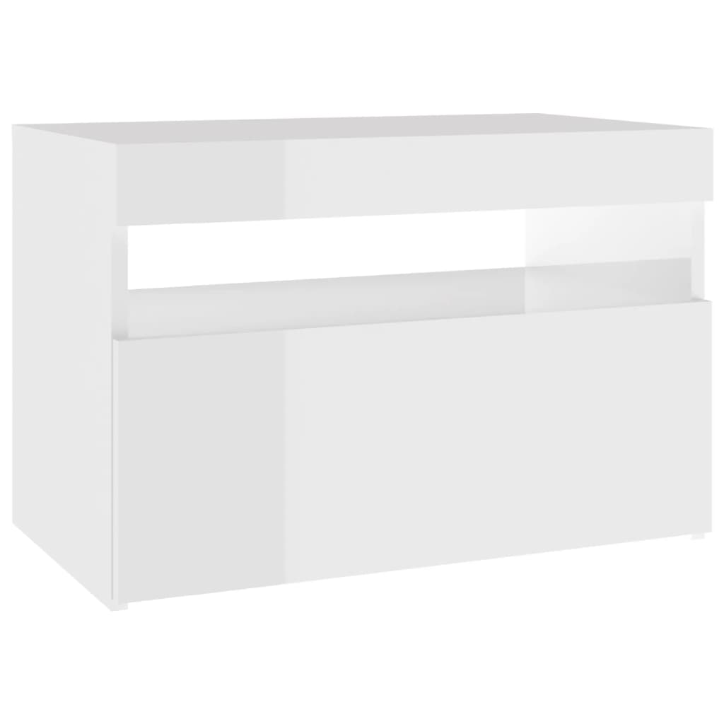 TV-taso LED-valoilla korkeakiilto valkoinen 60x35x40 cm - Sisustajankoti.fi
