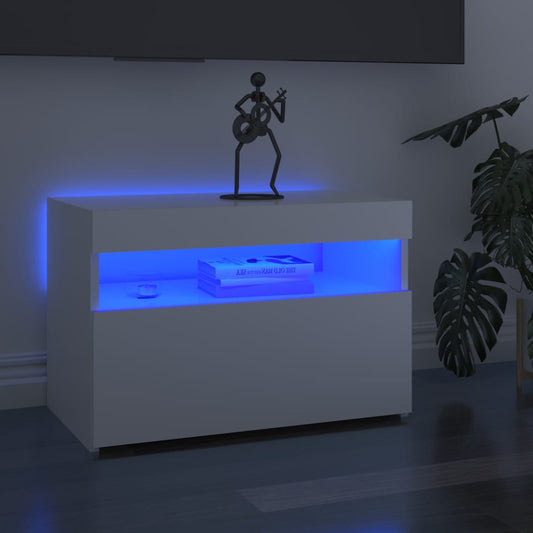 TV-taso LED-valoilla korkeakiilto valkoinen 60x35x40 cm - Sisustajankoti.fi