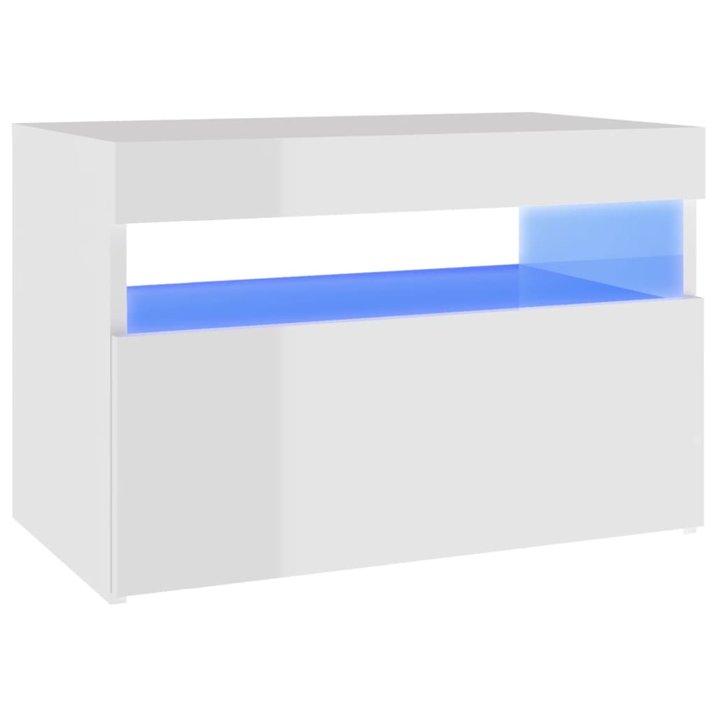 TV-tasot LED-valoilla 2 kpl korkeakiilto valkoinen 60x35x40 cm - Sisustajankoti.fi