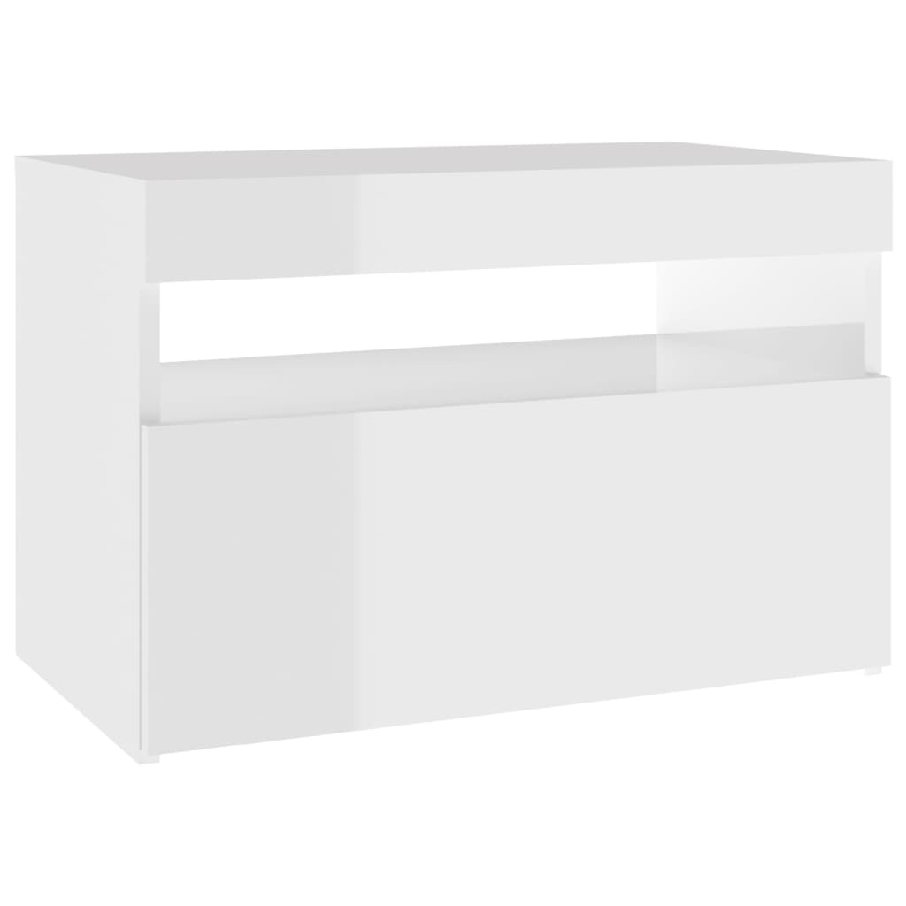 TV-tasot LED-valoilla 2 kpl korkeakiilto valkoinen 60x35x40 cm - Sisustajankoti.fi