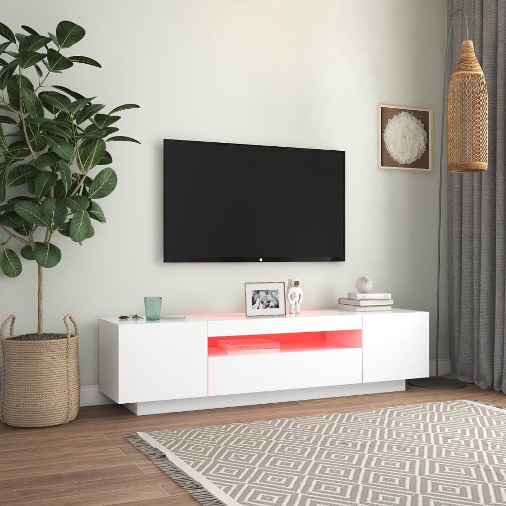 TV-taso LED-valoilla valkoinen 160x35x40 cm - Sisustajankoti.fi