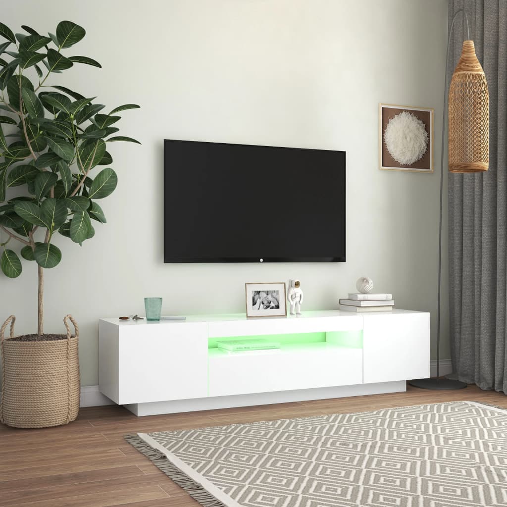 TV-taso LED-valoilla valkoinen 160x35x40 cm - Sisustajankoti.fi