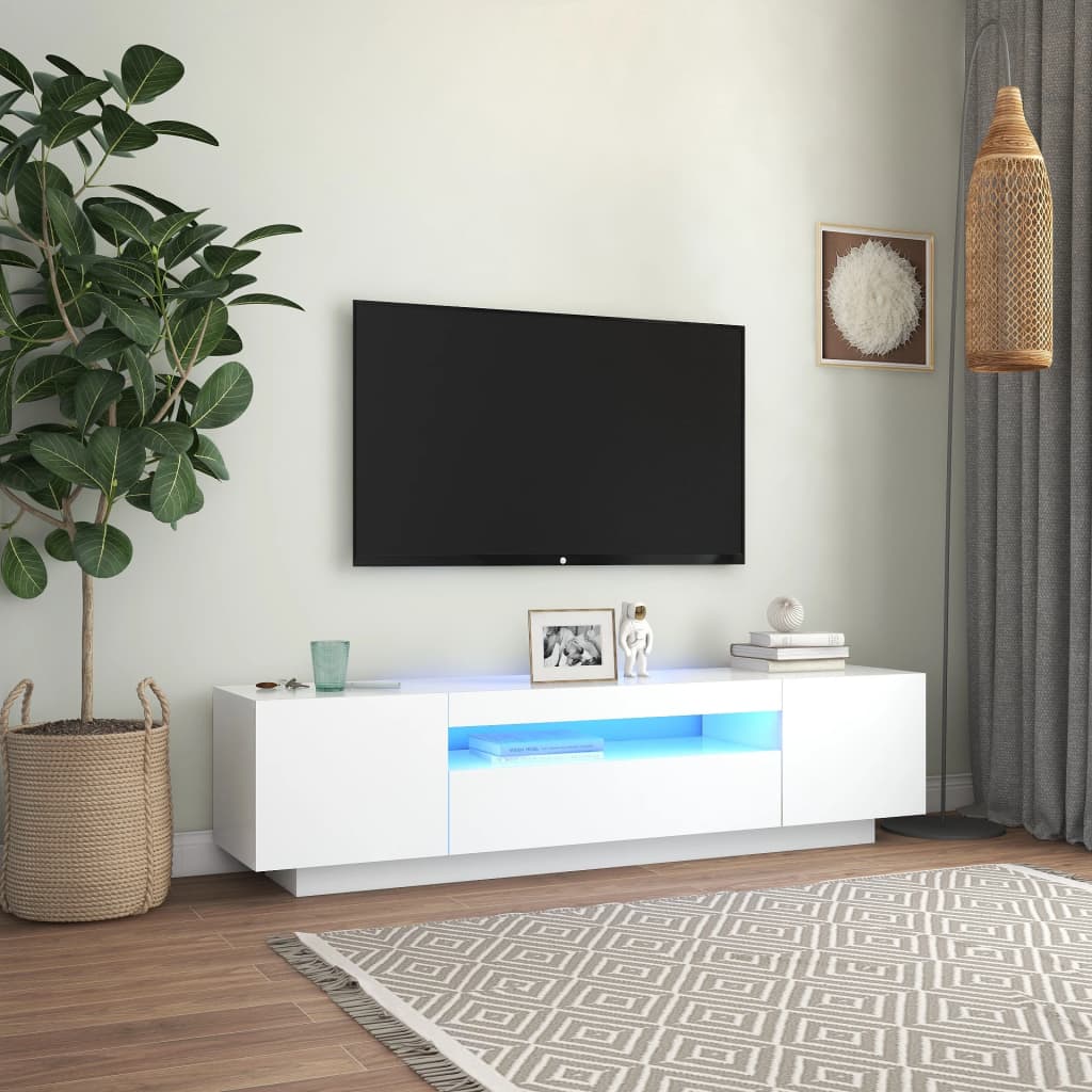 TV-taso LED-valoilla valkoinen 160x35x40 cm - Sisustajankoti.fi