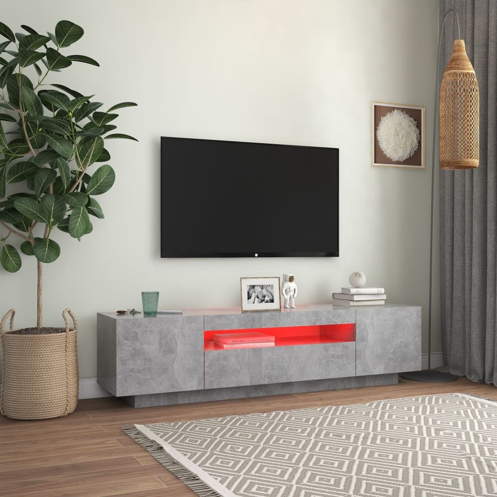TV-taso LED-valoilla betoninharmaa 160x35x40 cm - Sisustajankoti.fi