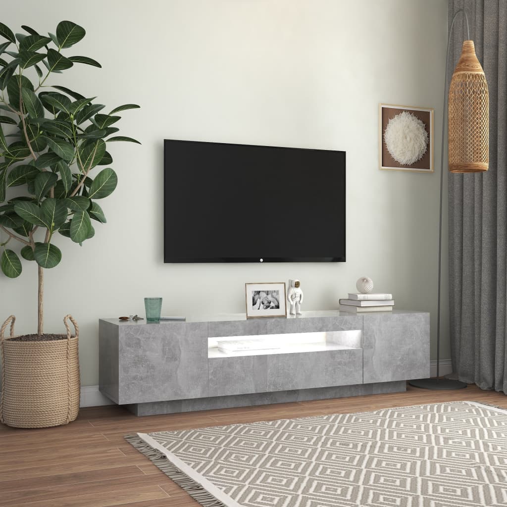 TV-taso LED-valoilla betoninharmaa 160x35x40 cm - Sisustajankoti.fi