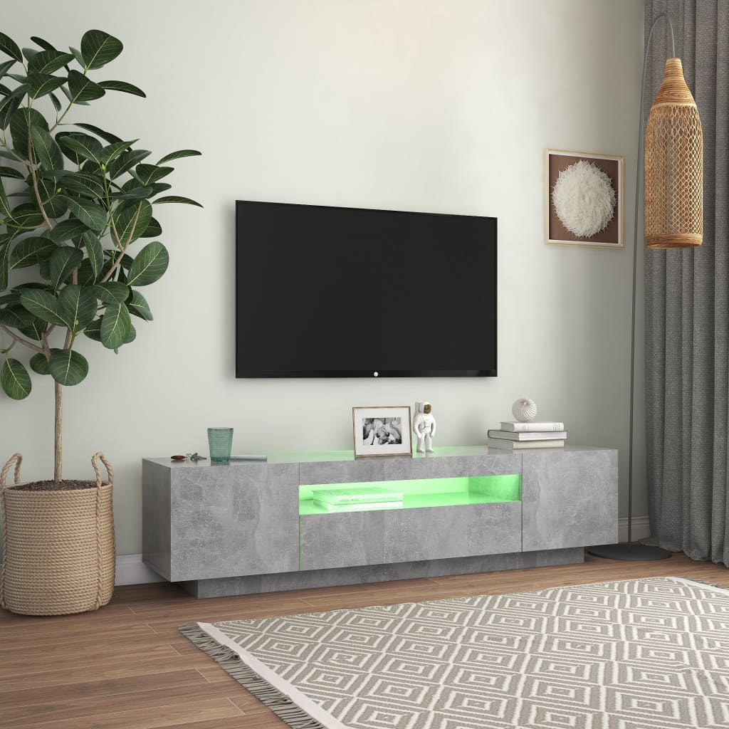 TV-taso LED-valoilla betoninharmaa 160x35x40 cm - Sisustajankoti.fi