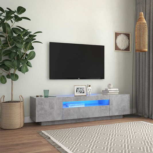 TV-taso LED-valoilla betoninharmaa 160x35x40 cm - Sisustajankoti.fi