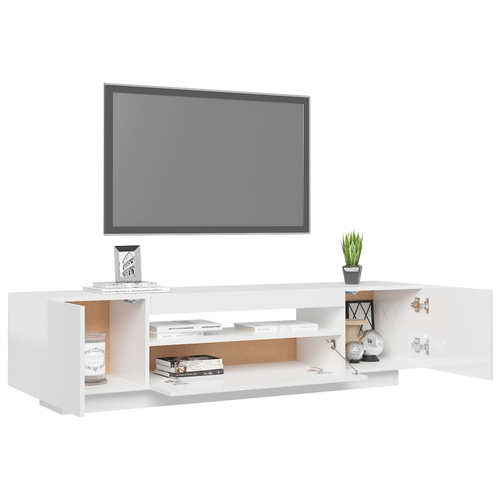TV-taso LED-valoilla korkeakiilto valkoinen 160x35x40 cm - Sisustajankoti.fi