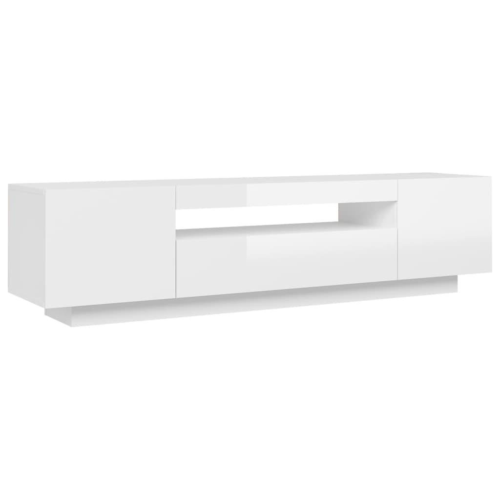 TV-taso LED-valoilla korkeakiilto valkoinen 160x35x40 cm - Sisustajankoti.fi