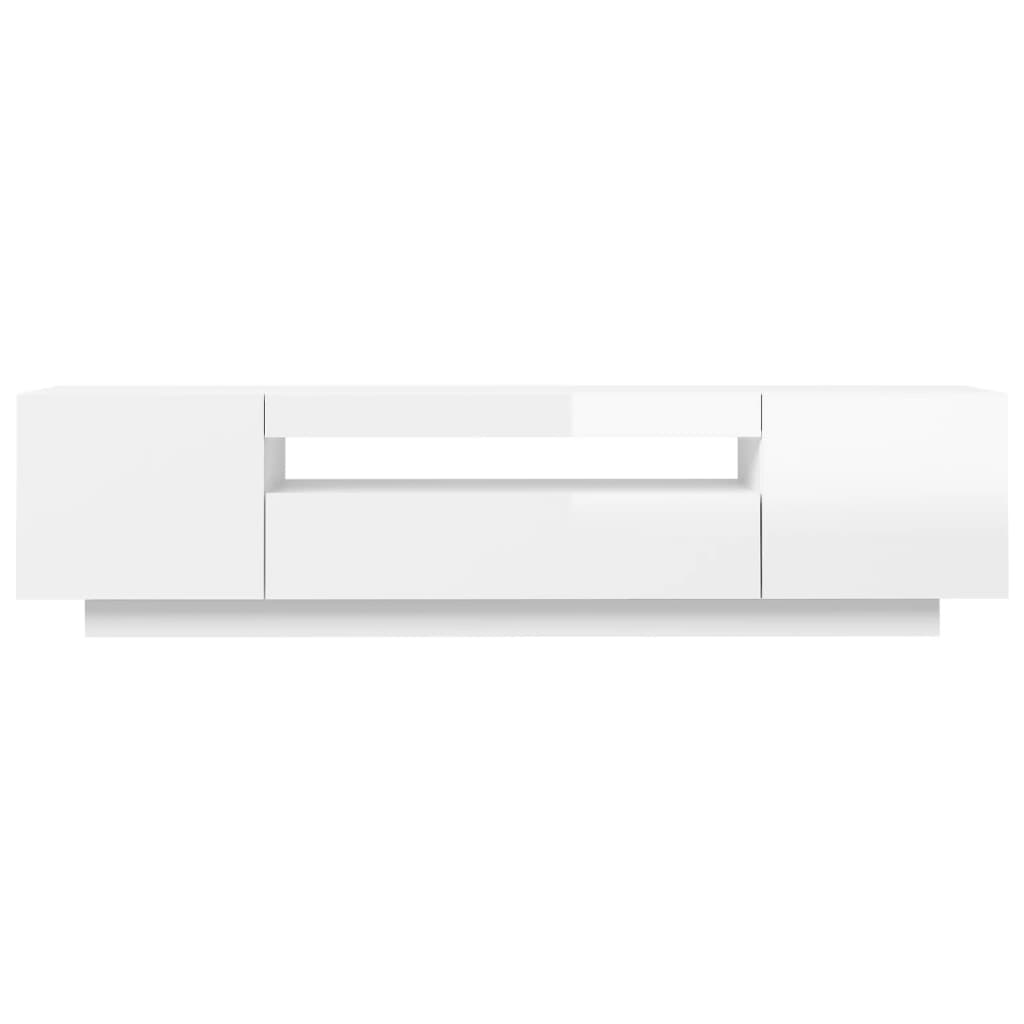 TV-taso LED-valoilla korkeakiilto valkoinen 160x35x40 cm - Sisustajankoti.fi