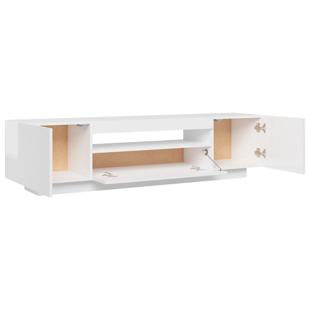 TV-taso LED-valoilla korkeakiilto valkoinen 160x35x40 cm - Sisustajankoti.fi