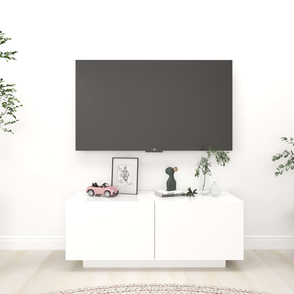 TV-taso valkoinen 100x35x40 cm lastulevy - Sisustajankoti.fi