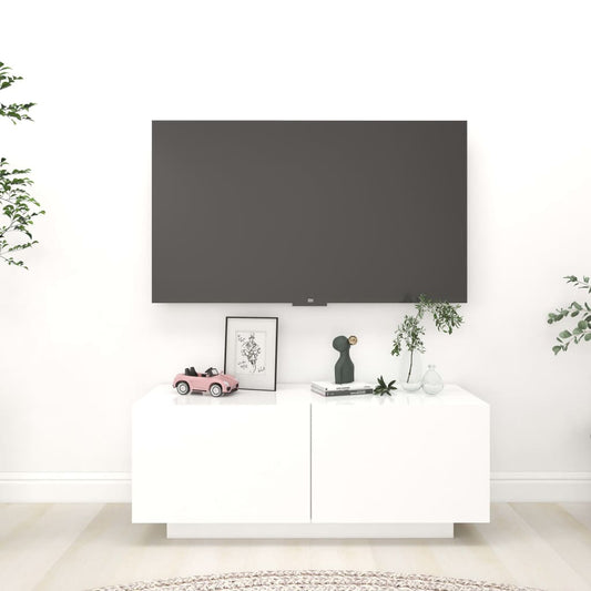 TV-taso valkoinen 100x35x40 cm lastulevy - Sisustajankoti.fi