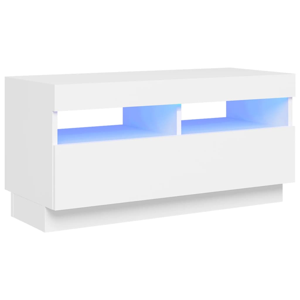 TV-taso LED-valoilla valkoinen 80x35x40 cm - Sisustajankoti.fi