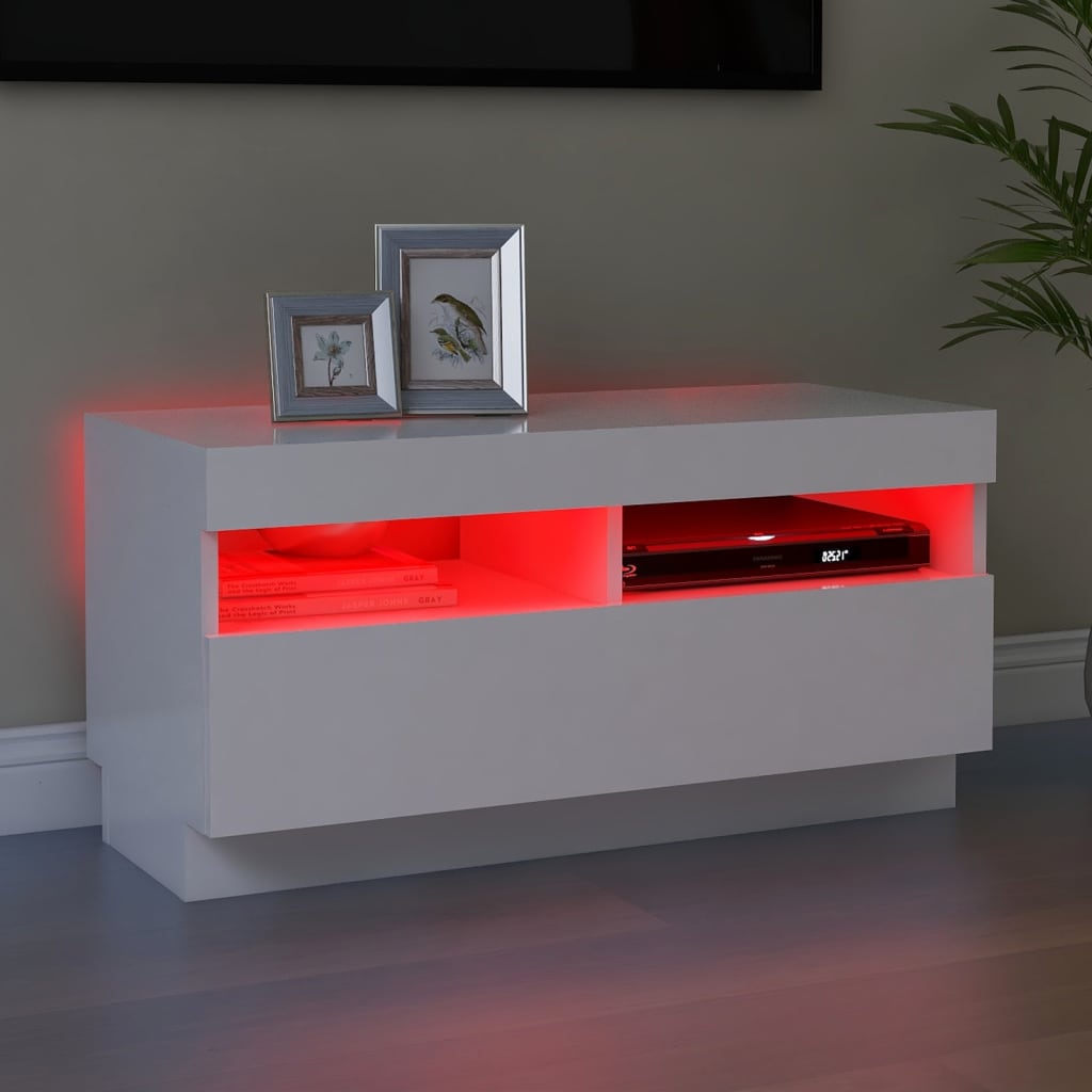 TV-taso LED-valoilla valkoinen 80x35x40 cm - Sisustajankoti.fi