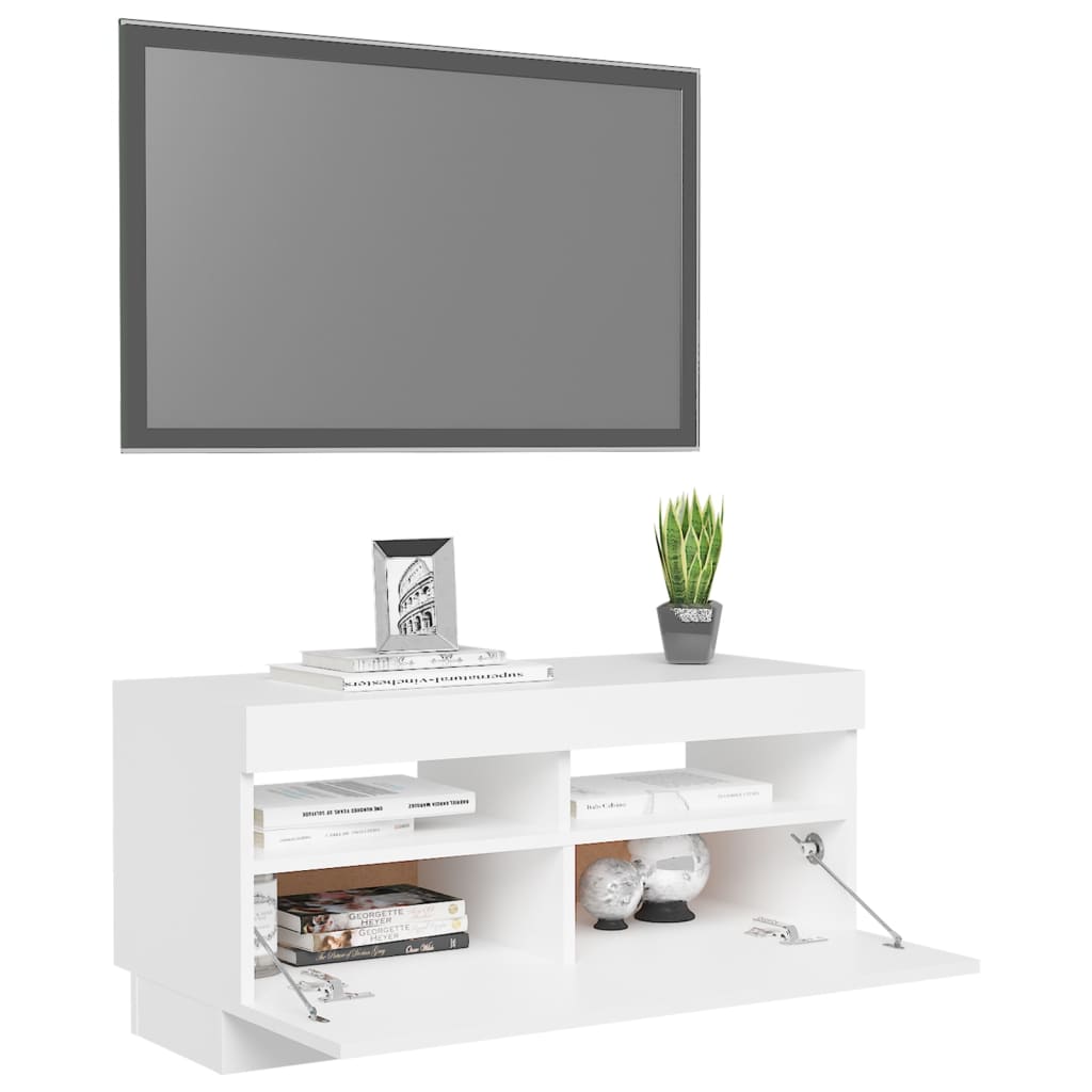 TV-taso LED-valoilla valkoinen 80x35x40 cm - Sisustajankoti.fi