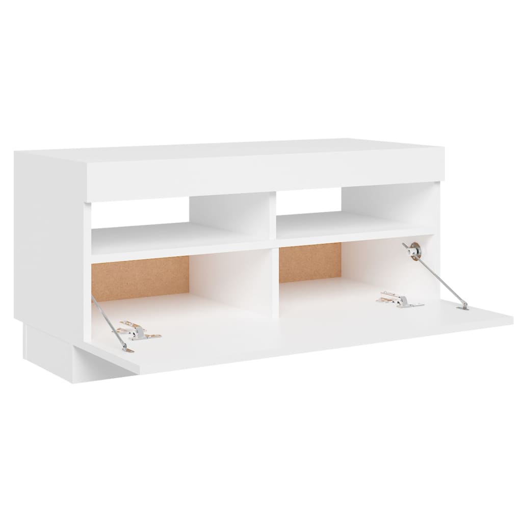 TV-taso LED-valoilla valkoinen 80x35x40 cm - Sisustajankoti.fi